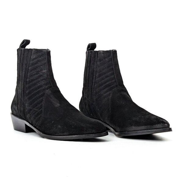 AllSaints Fion Black Suede Western Chelsea Leather Boots Size 9.5-10US EUR40 - Picture 1 of 7